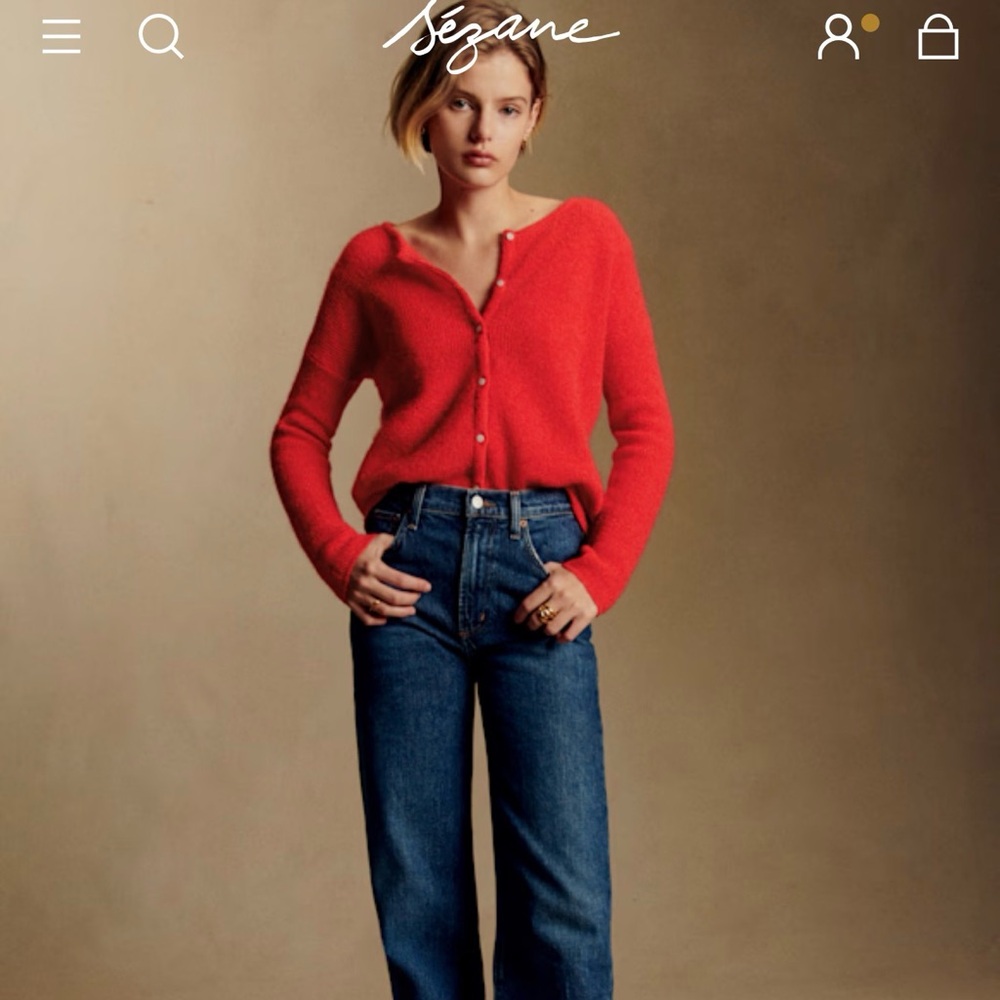 Sezane Gaspard red cardigan - Picture 2 of 5
